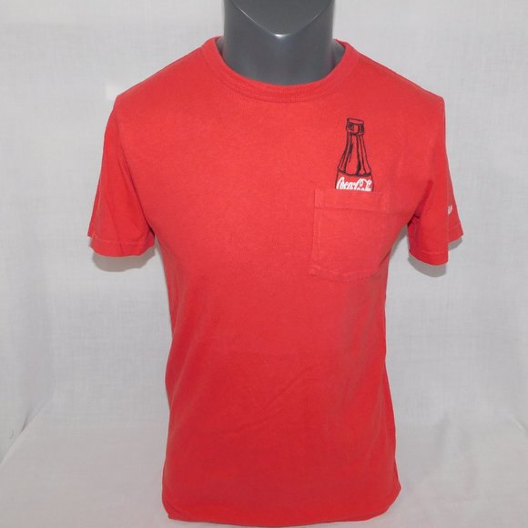American Eagle x Coca Cola Mens S Red Embroidered Coke Bottle in Pocket T Shirt - Picture 1 of 9